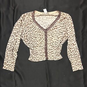 Charlotte Russe Leopard Print V-Neck Blouse